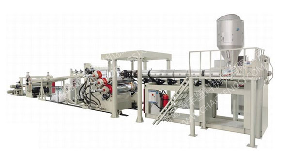 PE, PP, PVC, ABS, PMMA plastic sheet production line